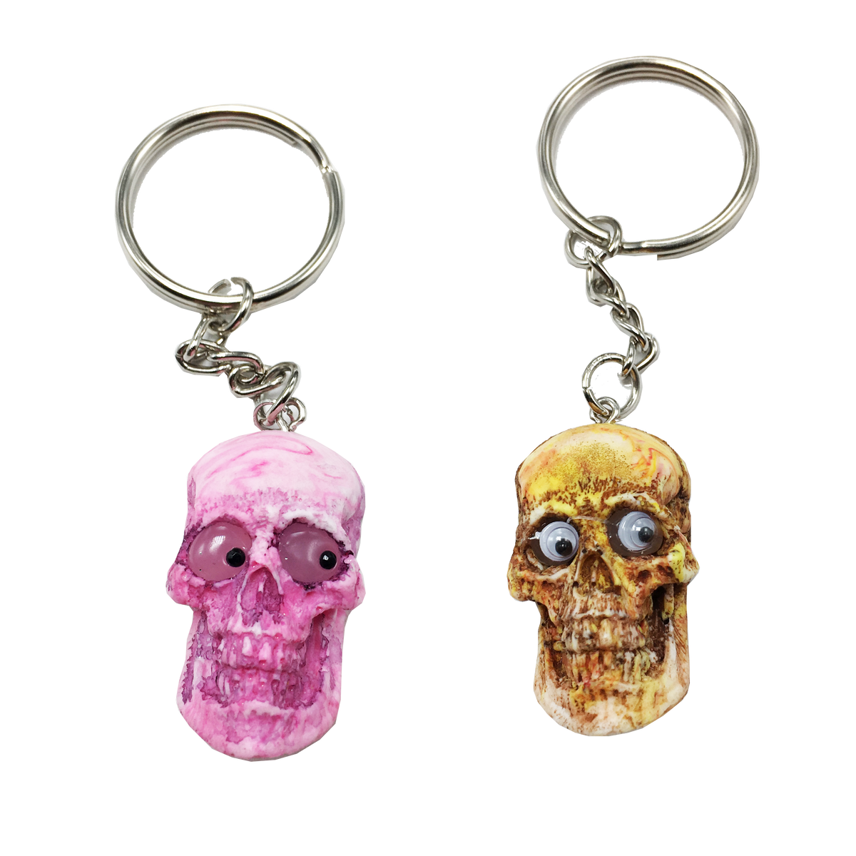 3pcs/lot POMPOM Double-side Embroidery Dangerous Skull Keychain