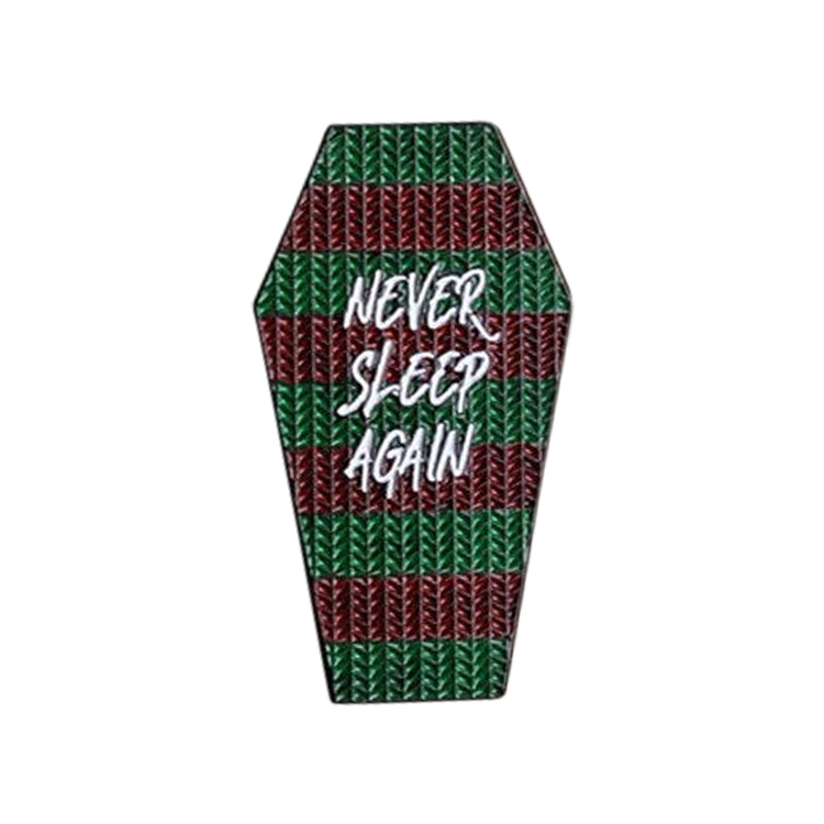 Never Sleep Again Coffin Pin